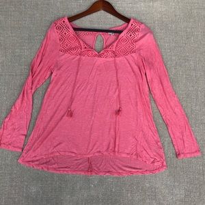 Cape Juby Rayon Knit Boho Blouse Coral Size Medium